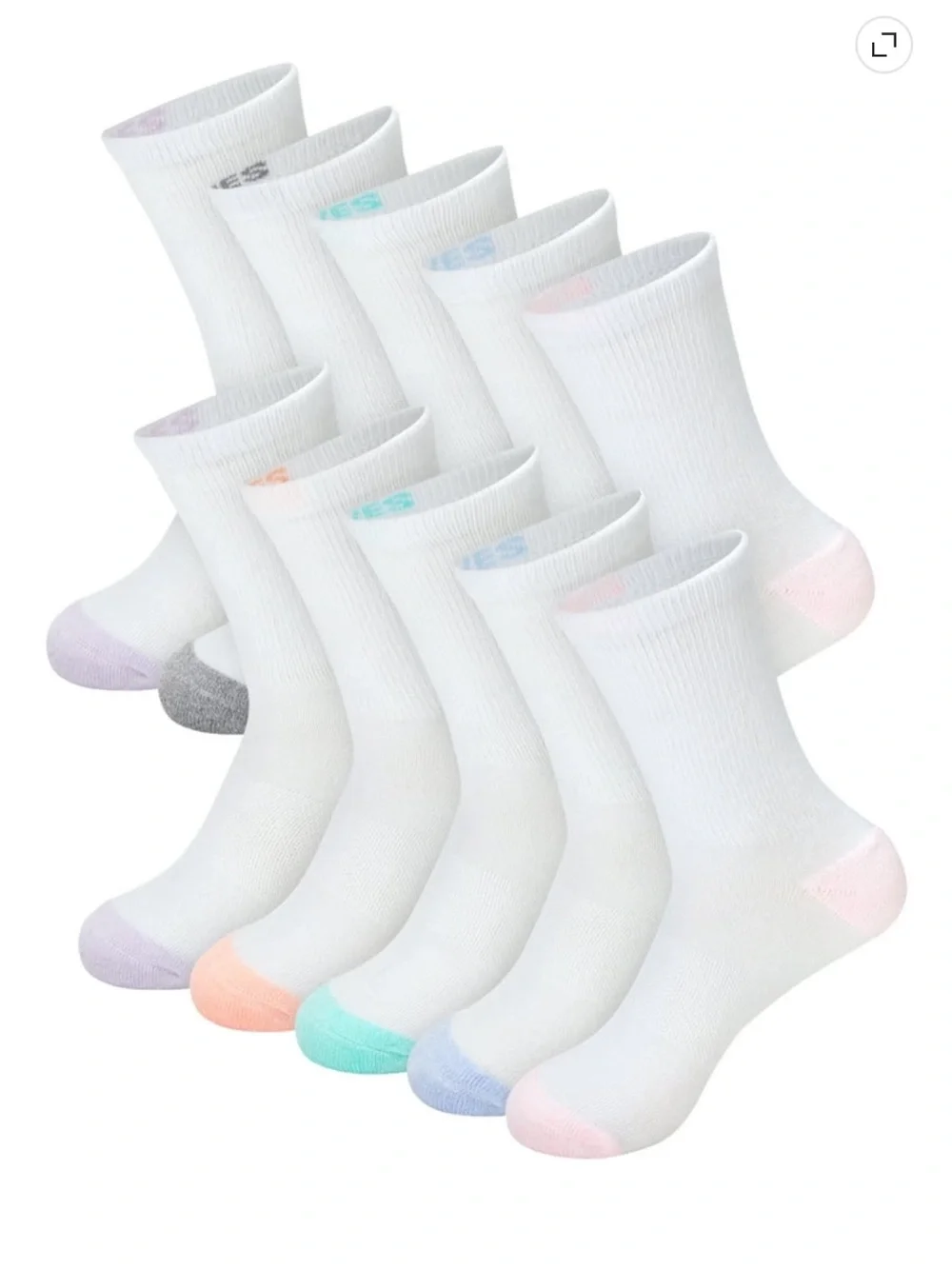 Hanes Moves Compression Arch Crew Socks - Gray & White - 10 Pack